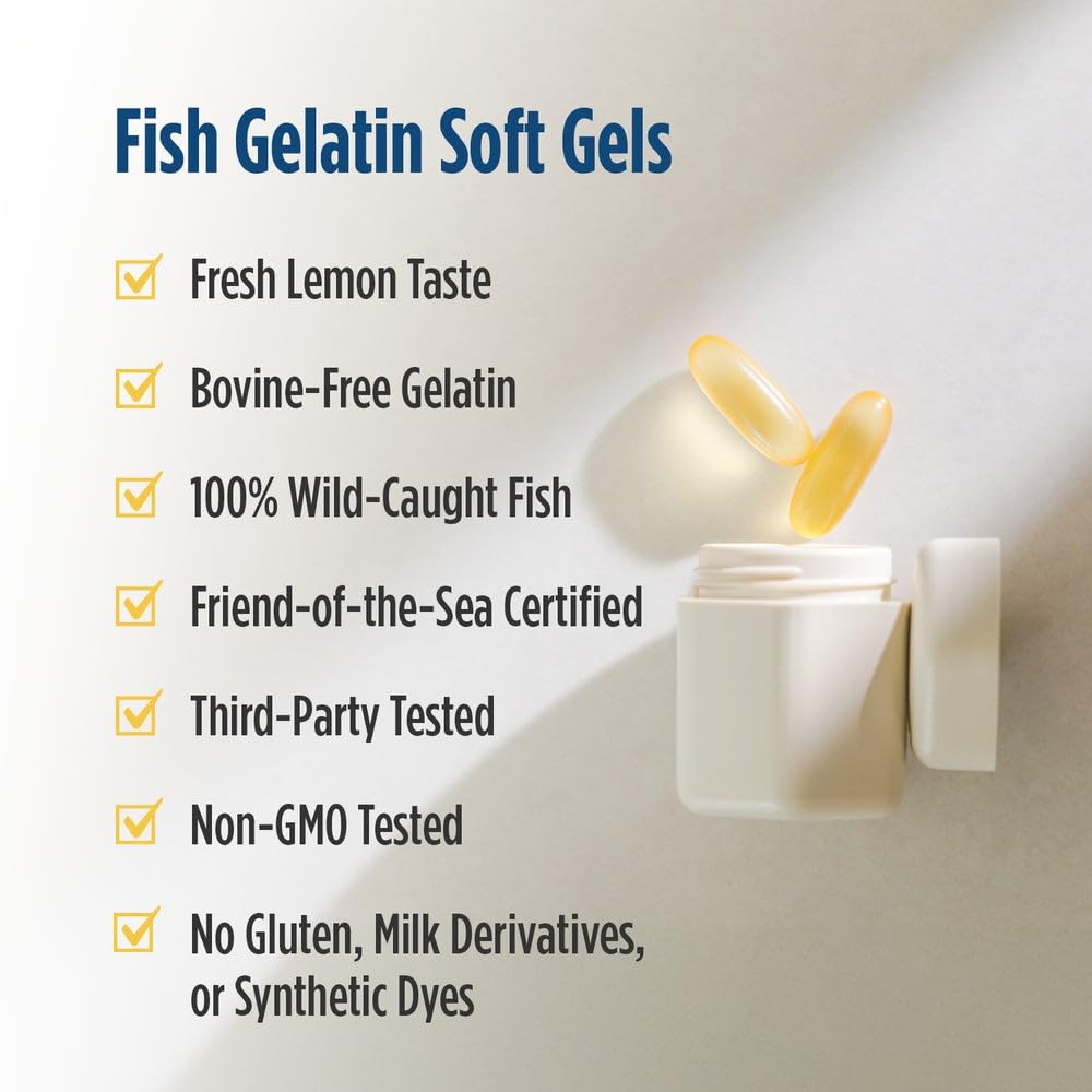Nordic Naturals Ultimate Omega in Fish Gelatin, Lemon Flavor - 60 Soft Gels - 1280 mg Omega-3 - High-Potency Fish Oil Supplement - EPA & DHA - Promotes Brain & Heart Health - Non-GMO - 30 Servings Nordic NaturalsAu supplements
