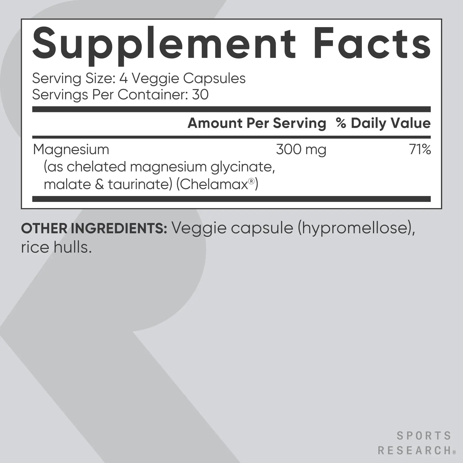 Sports Research® Chelated Triple Magnesium Complex with Glycinate, Taurinate & Malate (Chelamax®) for Enhanced Bioavailability* - 300 mg per Serving, Non-GMO, Certified Vegan, 120 Veggie Capsules Sports Researchnz supplements