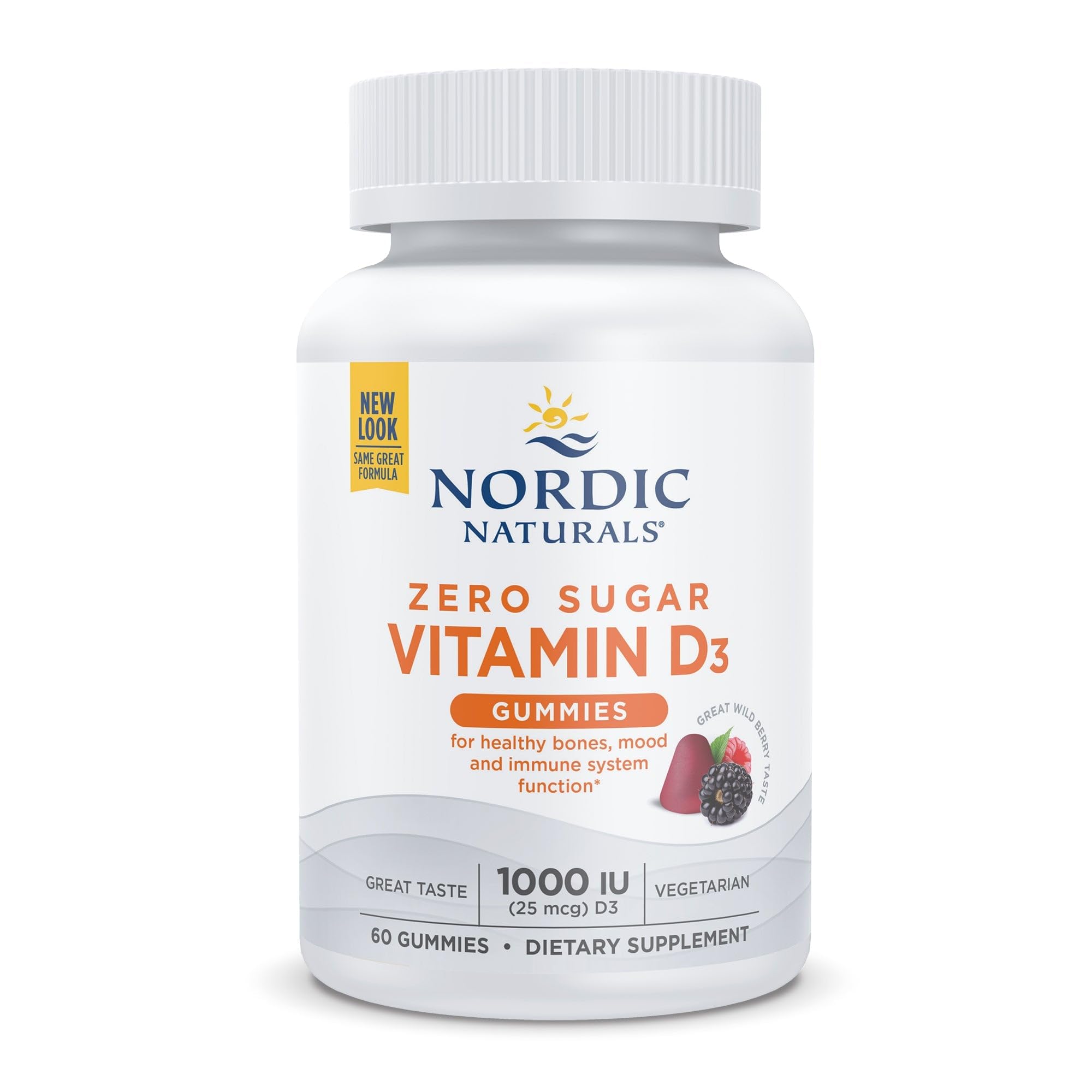 Nordic Naturals Zero Sugar Vitamin D3 Gummies, Wild Berry - 60 Gummies - 1000 IU Vitamin D3 - Great Taste - Healthy Bones, Mood & Immune System Function - Non-GMO - 60 Servings Nordic NaturalsAu supplements
