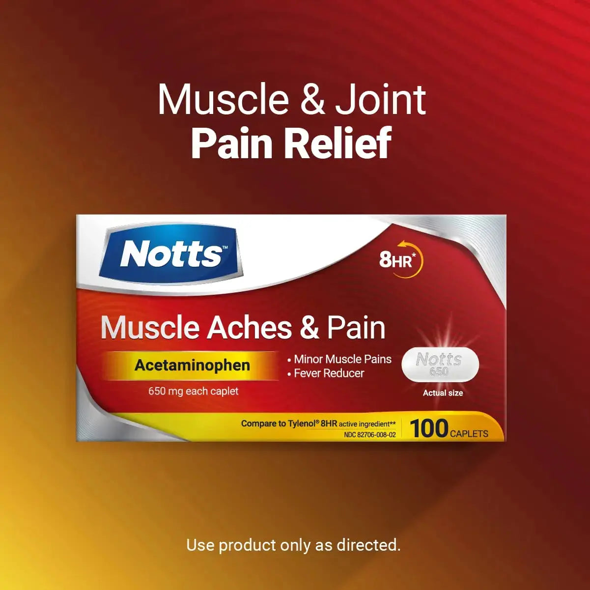 NOTTS Muscle Aches & Pain Acetaminophen 650 mg, 100 Count NOTTSAu supplements
