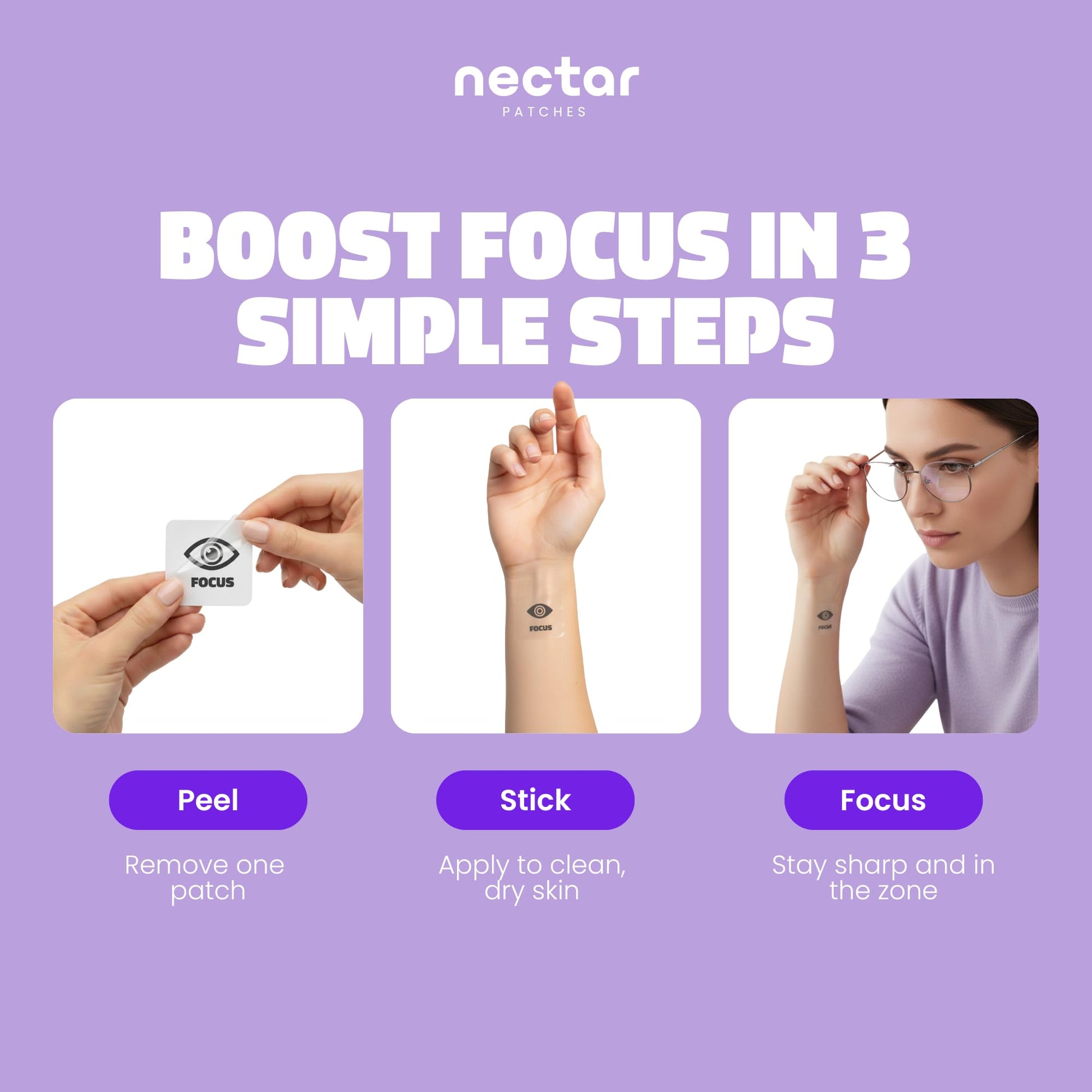 Nectar Focus Patches | Natural Cognitive Support with Ginkgo Biloba, Bacopa & Magnesium for Memory – Mental Clarity Neuro Patches for Work, Study – Clean Plant-Based Nootropic Alternative | 30 Count Nectar PatchesAu supplements