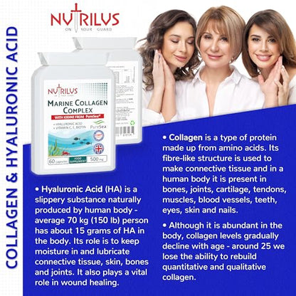 Marine Collagen Complex 60 Capsules 500mg with PureSea Seaweed Providing Iodine NutrilusUS supplements