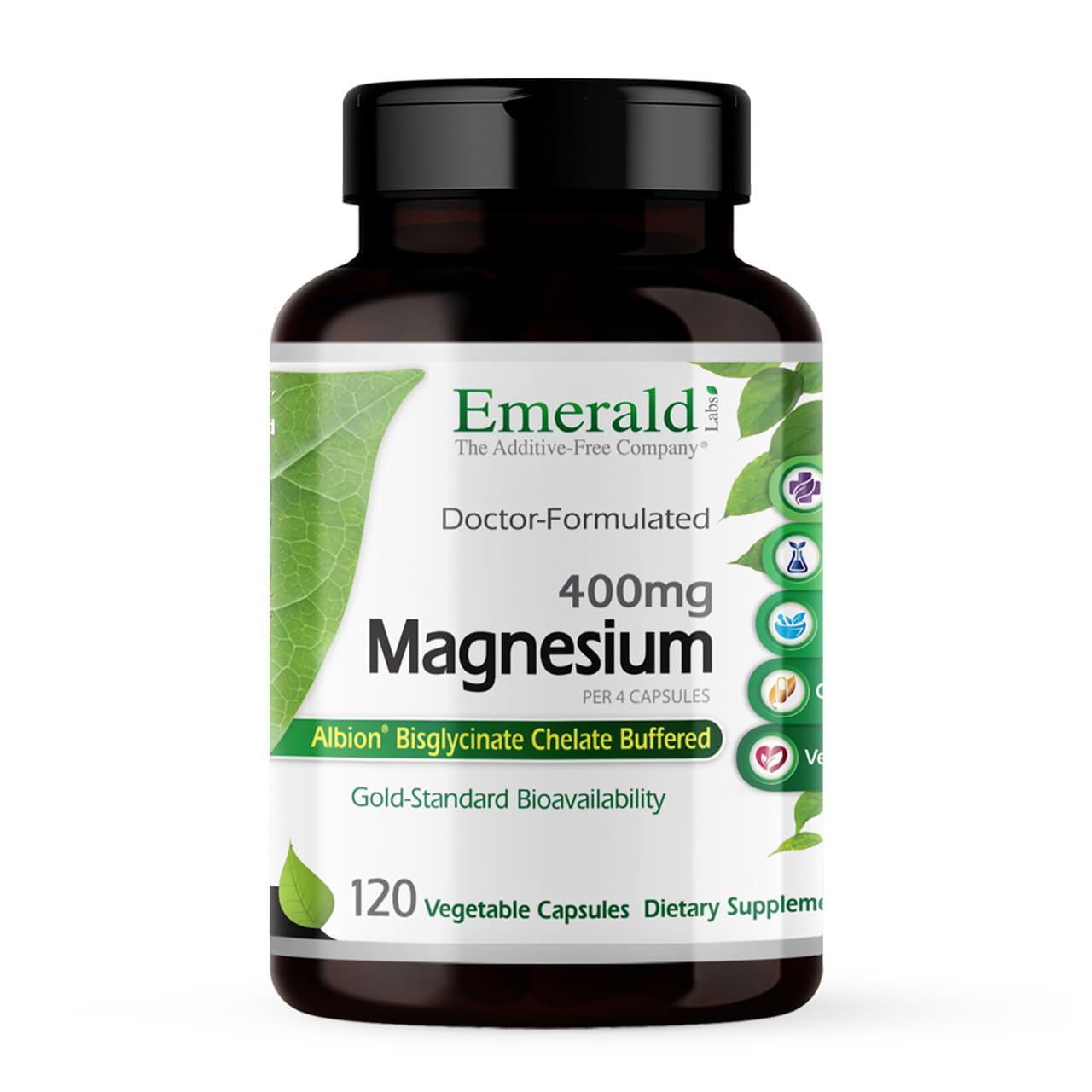 Emerald Labs Magnesium 400mg - Bone & Sleep Support with Albion Magnesium* - Vegan Friendly - 120 Vegetable Capsules (30-Day Supply) EMERALD LABSAu supplements