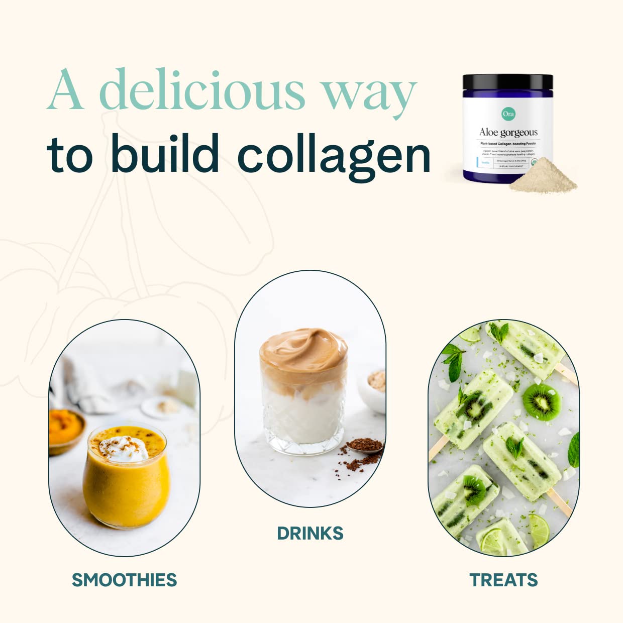 Ora Organic Vegan Collagen-Boosting Powder for Women and Men - Hair, Skin, & Nails Support - Bamboo Silica, Plant-Based Protein, Organic Vitamin C, Aloe Vera - Vanilla Flavor, 20 Servings Ora OrganicUS supplements