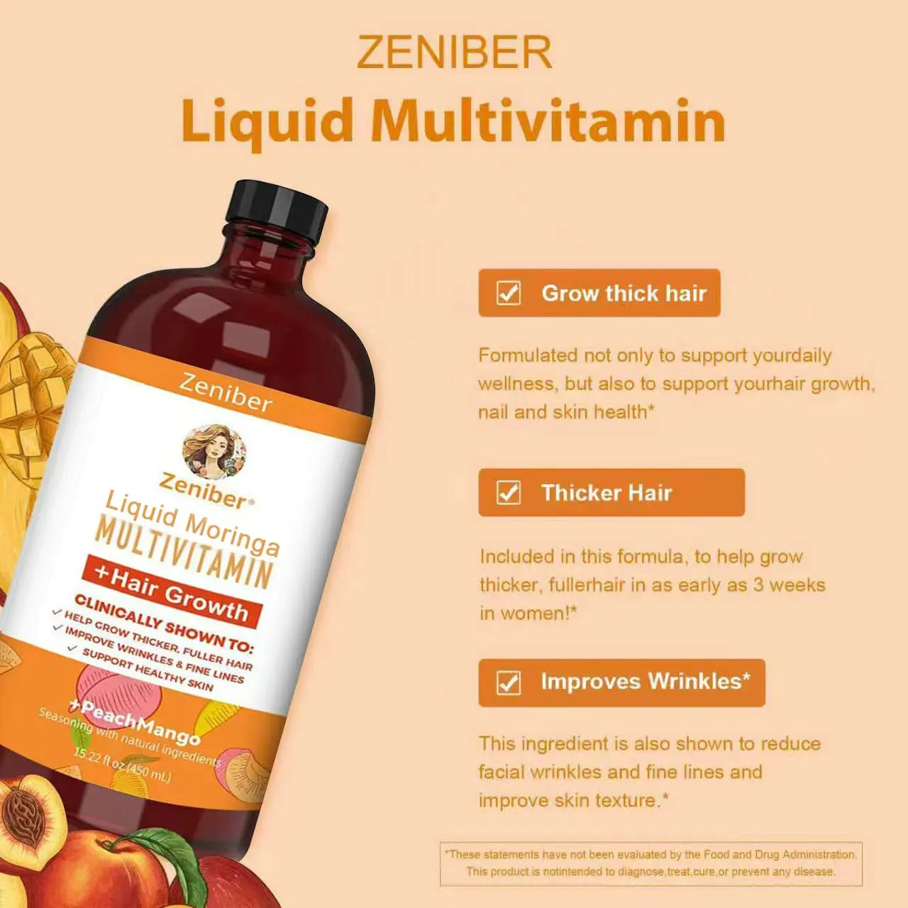 Zeniber MaayRuth Multivitamins Hair Growth&Liquid Multivitamins for Women, Biotin 10000mcg Liquid Multivitamin Hair Growth Supplement, 15.22 OZ ZeniberAu supplements