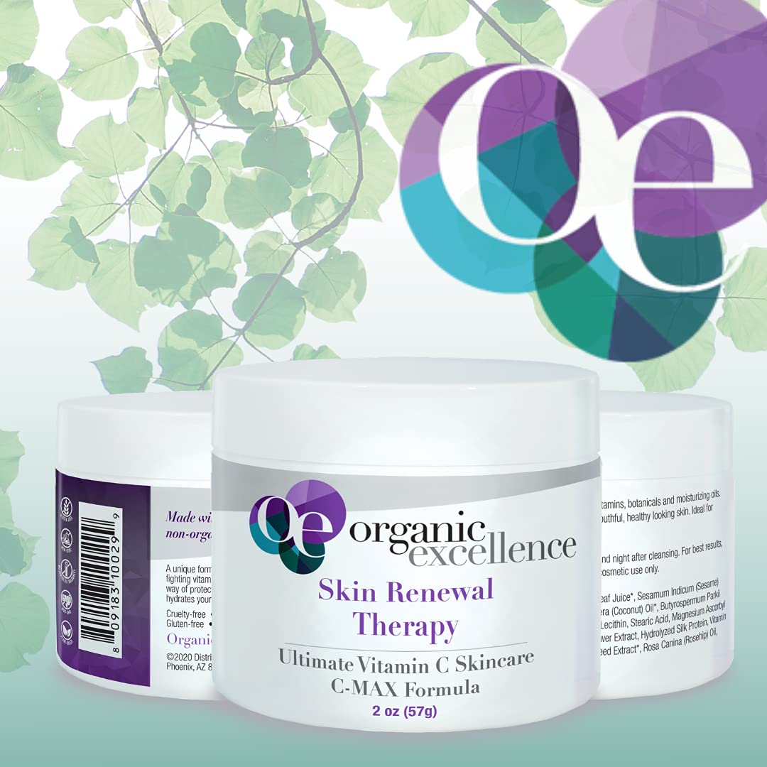 Organic Excellence Skin Renewal Therapy, Vitamin C Face & Neck Cream, Moisturizer to Stimulate Collagen Production and Increase Skin Cell Renewal, Organic Natural Non-Toxic Cruelty-Free 2 oz (57g) Organic ExcellenceAu supplements