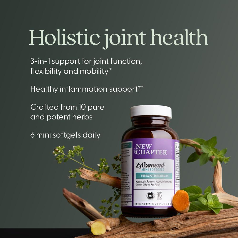 New Chapter Zyflamend™ Mini Softgels, Joint Supplement & Herbal Pain Relief – with Turmeric, Ginger & Green Tea - for Healthy Inflammation Response, Mobility & Flexibility, 180 mini softgels New ChapterAu supplements