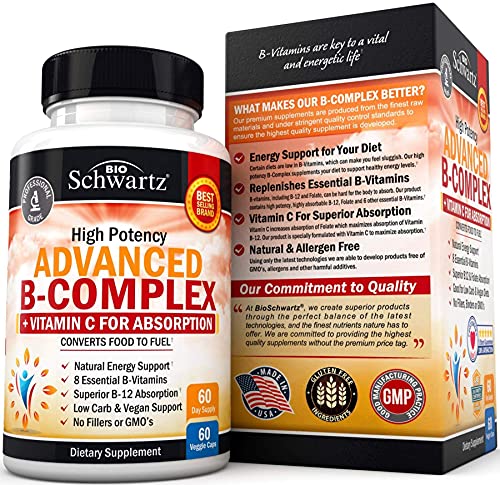 Vitamin B Complex with Vitamin C for Maximum Absorption - Methylcobalamin b12 BioSchwartzUS supplements