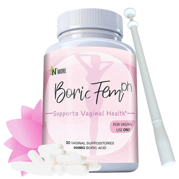N'More Boric Acid Vaginal Suppositories - 30 Count, 600mg - 100% Pure Made in USA N'MoreAu supplements