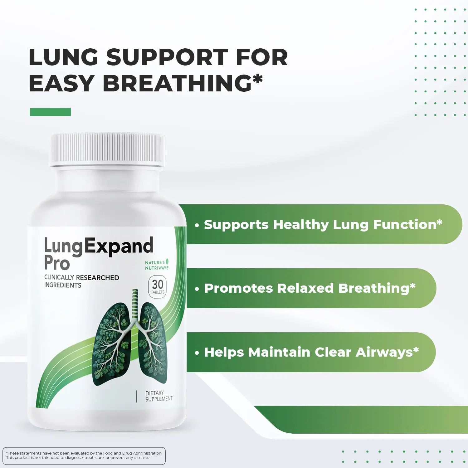 Nature’s NutriWave LungExpand Pro – Natural Daily Wellness for Overall Support – Made in USA, Non-GMO – Easy to Take – GMP Certified – 30 Tablets, 1 Month Supply Nature’s NutriWavenz supplements