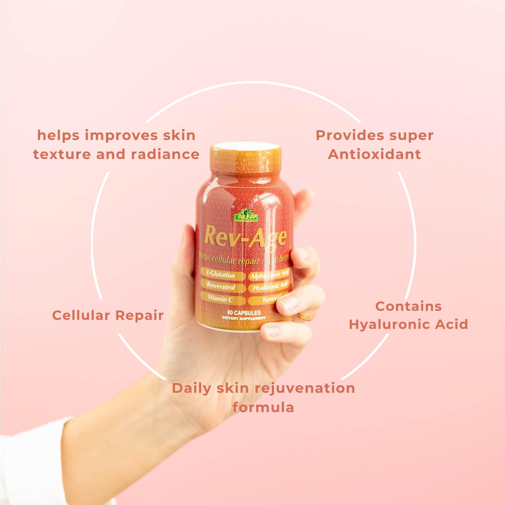 ALFA VITAMINS Rev-Age Cellular Repair Supplement for Anti-Aging & Immune System Support - 60 Capsules ALFA VITAMINSAu supplements