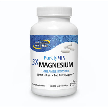 NORTH AMERICAN HERB & SPICE PurelyMin - 90 Vegi Caps - Highly Absorbable Magnesium Complex + L-Theanine - 30 Servings NORTH AMERICAN HERB & SPICEAu supplements