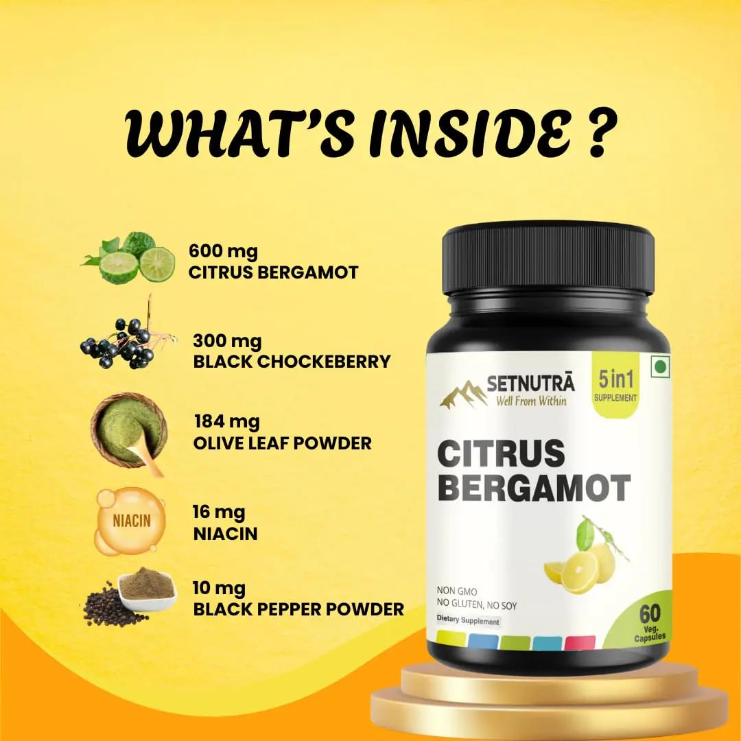 SETNUTRA Well From Within 5 in 1 Citrus Bergamot Supplement with Black Chokeberry Olive Leaf Niacin & Black Pepper | Heart Health Support Antioxidant Boost | Non GMO Gluten Free Capsules (60 Count) SETNUTRA Well From WithinAu supplements