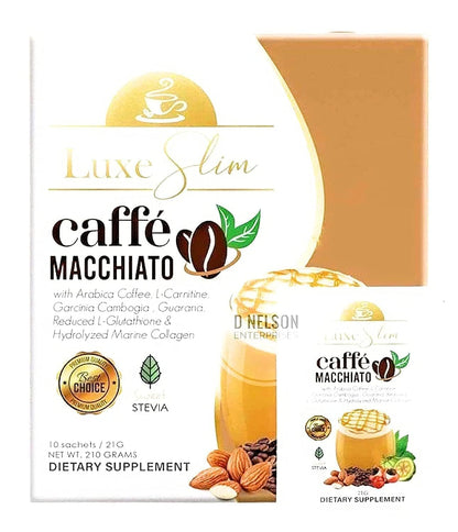 Luxe Slim Cafe Macchiato with Hydrolyzed Collagen & Glutathione, 21g x 10 Sachets, 0.74 Ounce Luxe SlimUS supplements