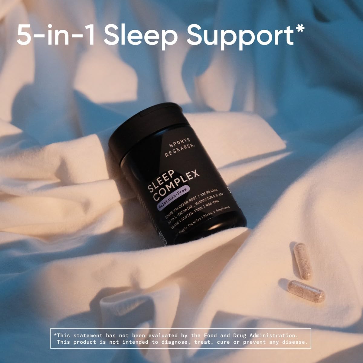 Sports Research® Sleep Complex- Melatonin-Free Vegan Capsules - with Valerian Root, GABA, L-Theanine, Magnesium & 5-HTP - 30 Servings Sports ResearchAu supplements