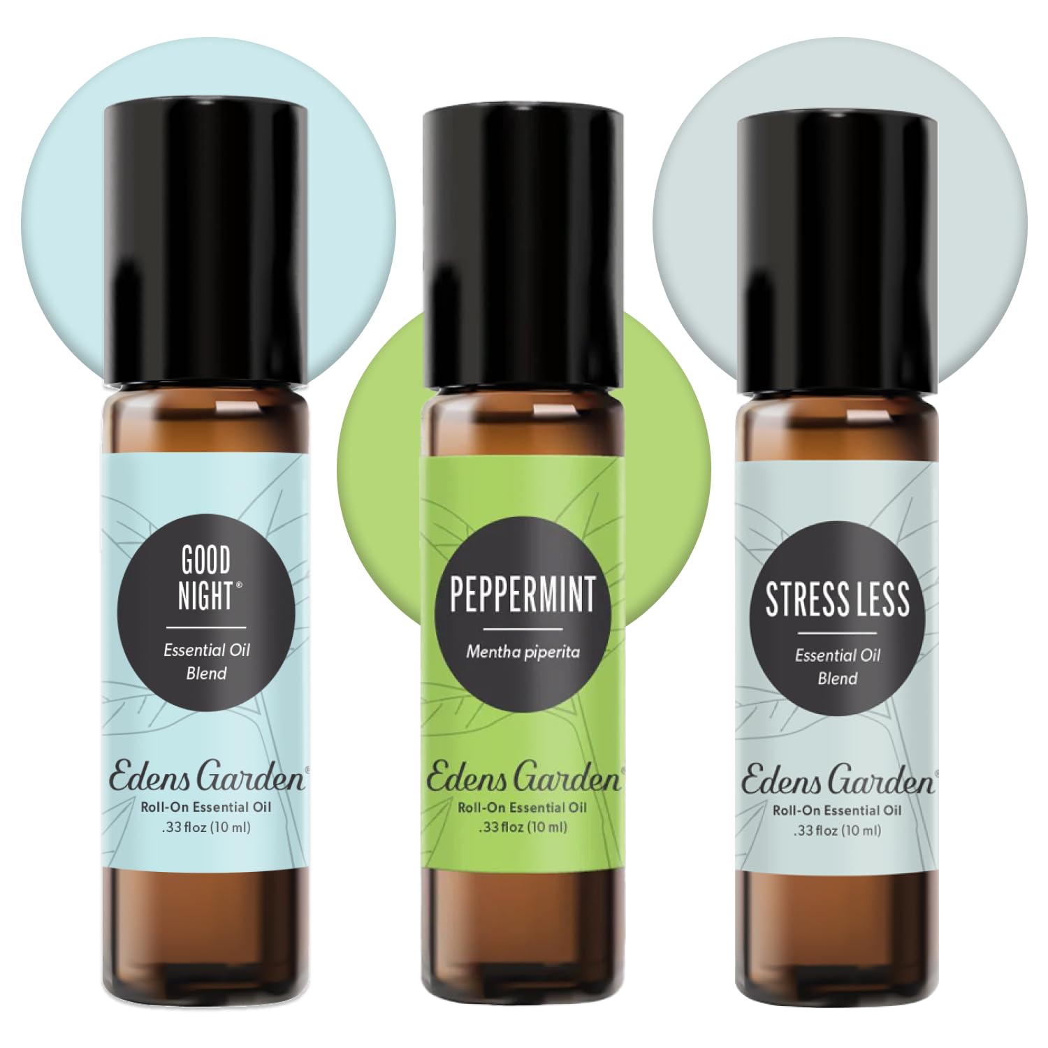 Edens Garden Essential Oil Roll-On Set (Good Night, Peppermint, Stress Less)- Aromatherapy Roller Edens GardenAu supplements