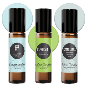 Edens Garden Essential Oil Roll-On Set (Good Night, Peppermint, Stress Less)- Aromatherapy Roller Edens GardenAu supplements