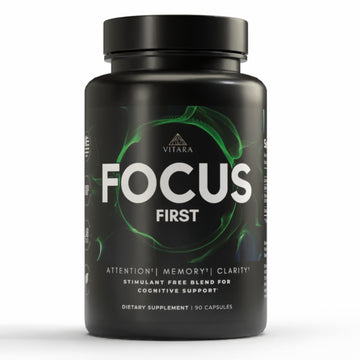 VITARA Focus First– Calm, Clear, Mental Focus Nootropic | Brain Support with Alpha GPC, Lion's Mane, GABA & Ginkgo Biloba VITARAAu supplements