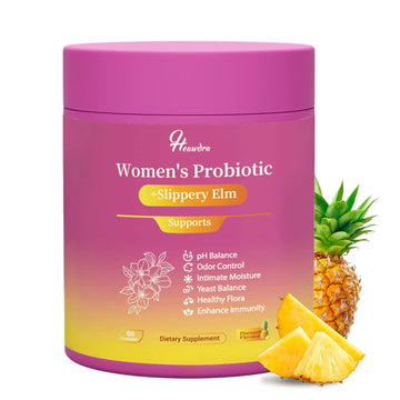 Her Juicy Women's Probiotic Gummies: Supports Women’s Wellness & pH Balance, Clean Vegan, Pineapple Flavor, Prebiotics & Lactobacillus Blend, with Slippery Elm, Gut Health & Immune Defense, 60 Gummies HeawdraAu supplements