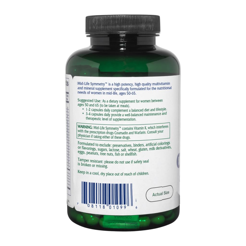 Vitanica - Mid-Life Symmetry, 50-65 High Potency Daily Multivitamin and Mineral, Vegan, 180 Capsules VitanicaAu supplements