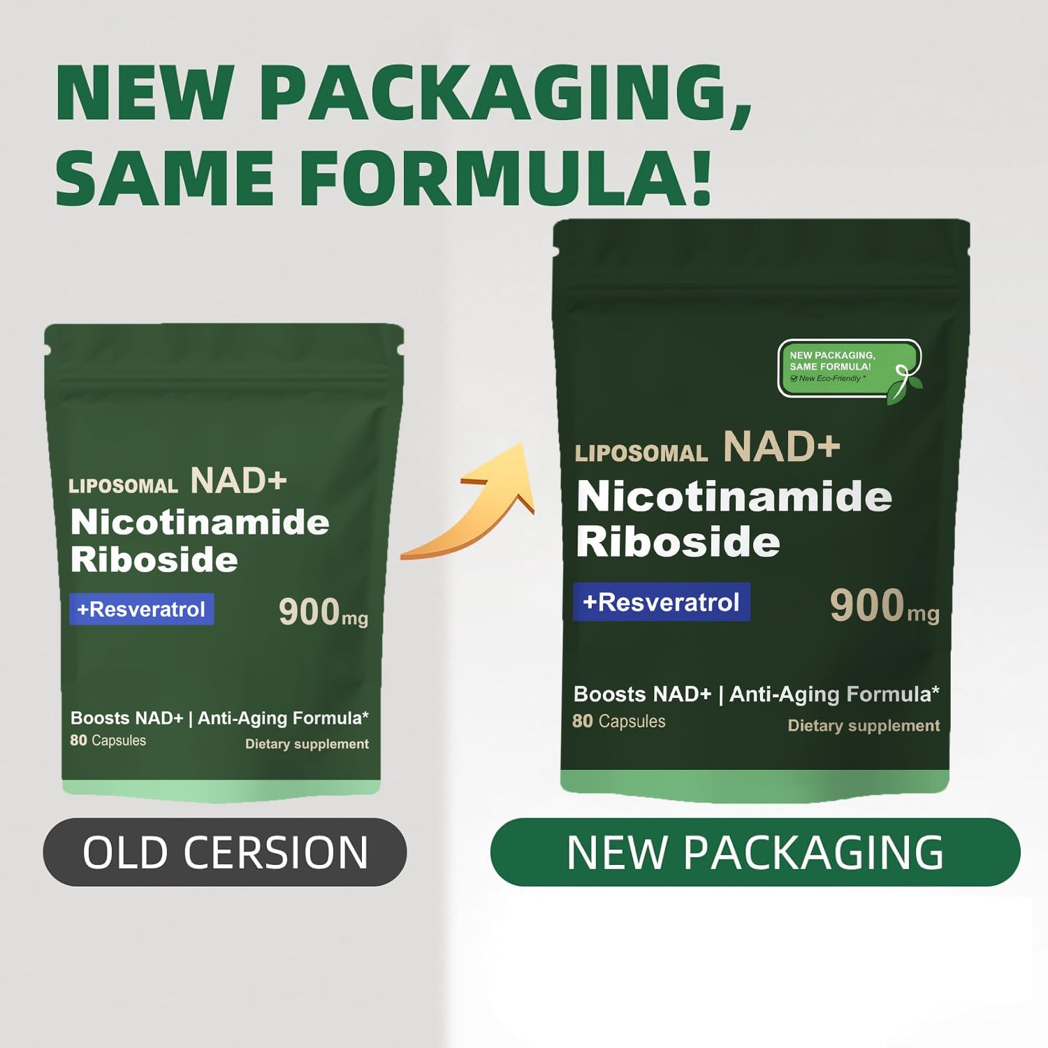 Quackiki NAD Resveratrol Supplement with NAD Nicotinamide Riboside Resveratrol 900 MG, Boost NAD+ for Cellular Health, Anti-Aging, Energy, Focus - 80 Capsules(2Pcs) QuackikiAu supplements