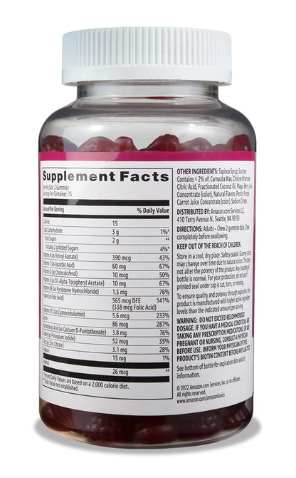 Amazon Basics Adult Multivitamin, 150 Gummies, 75-Day Supply, Mixed Berry Amazon BasicsUS supplements