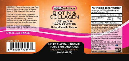 SBR Nutrition Biotin and Collagen Liquid Drops Daily Food Supplement, Vitamins SBR NutritionUS supplements