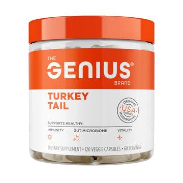 The Genius Brand Genius Turkey Tail - Plant-Based Supplement for Immune, Gut & Antioxidant Support - Organic & Non-GMO - 120 Veggie Capsules The Genius BrandUS supplements