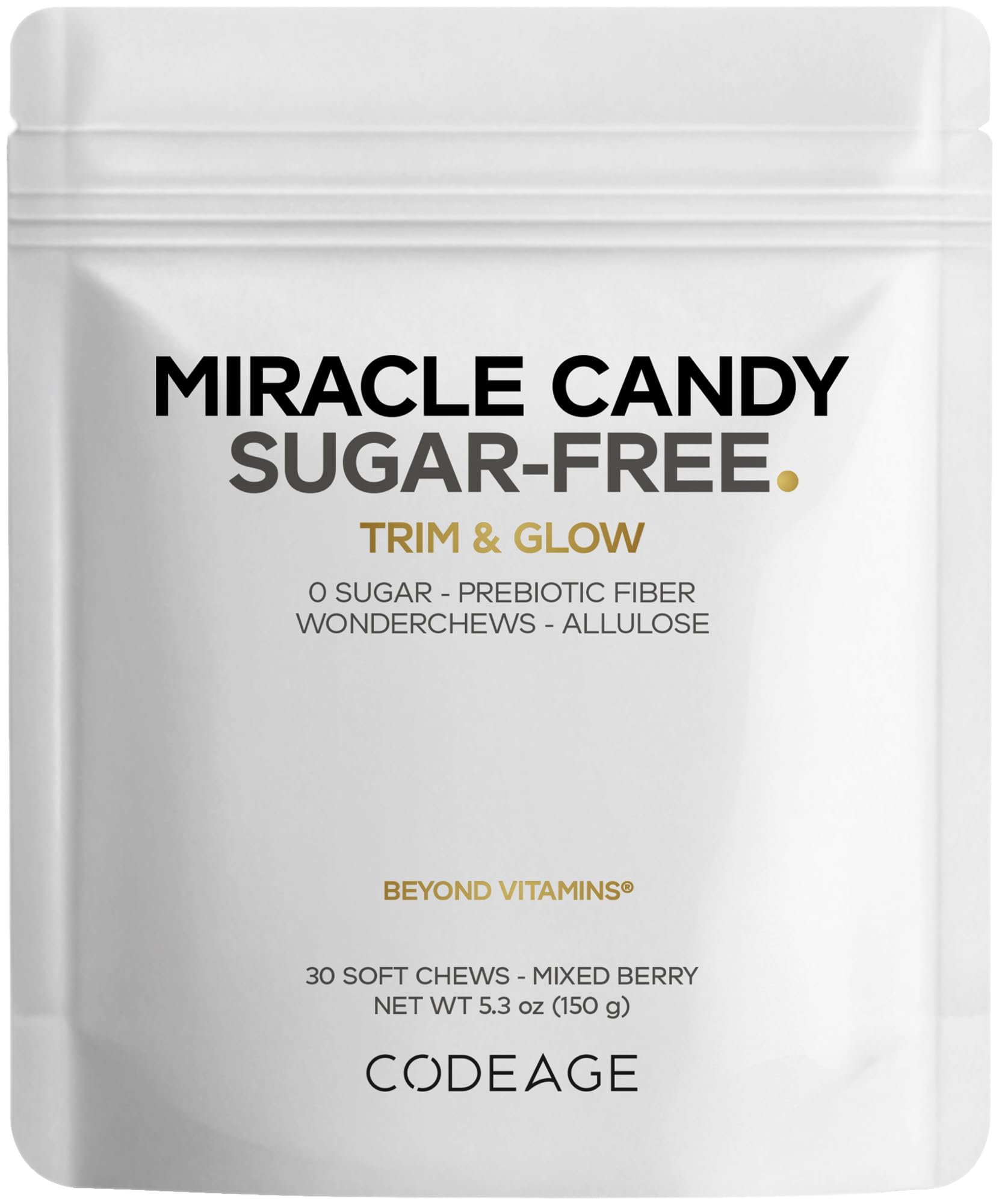 Codeage Miracle Candy Sugar-Free Candies, Mixed Berry Soft Chews – Allulose, Prebiotic Fiber – Low-Calorie Wonderchews – 0g Sugar Soft Chews - 30 Count CodeageAu supplements