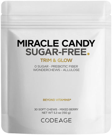 Codeage Miracle Candy Sugar-Free Candies, Mixed Berry Soft Chews – Allulose, Prebiotic Fiber – Low-Calorie Wonderchews – 0g Sugar Soft Chews - 30 Count CodeageAu supplements