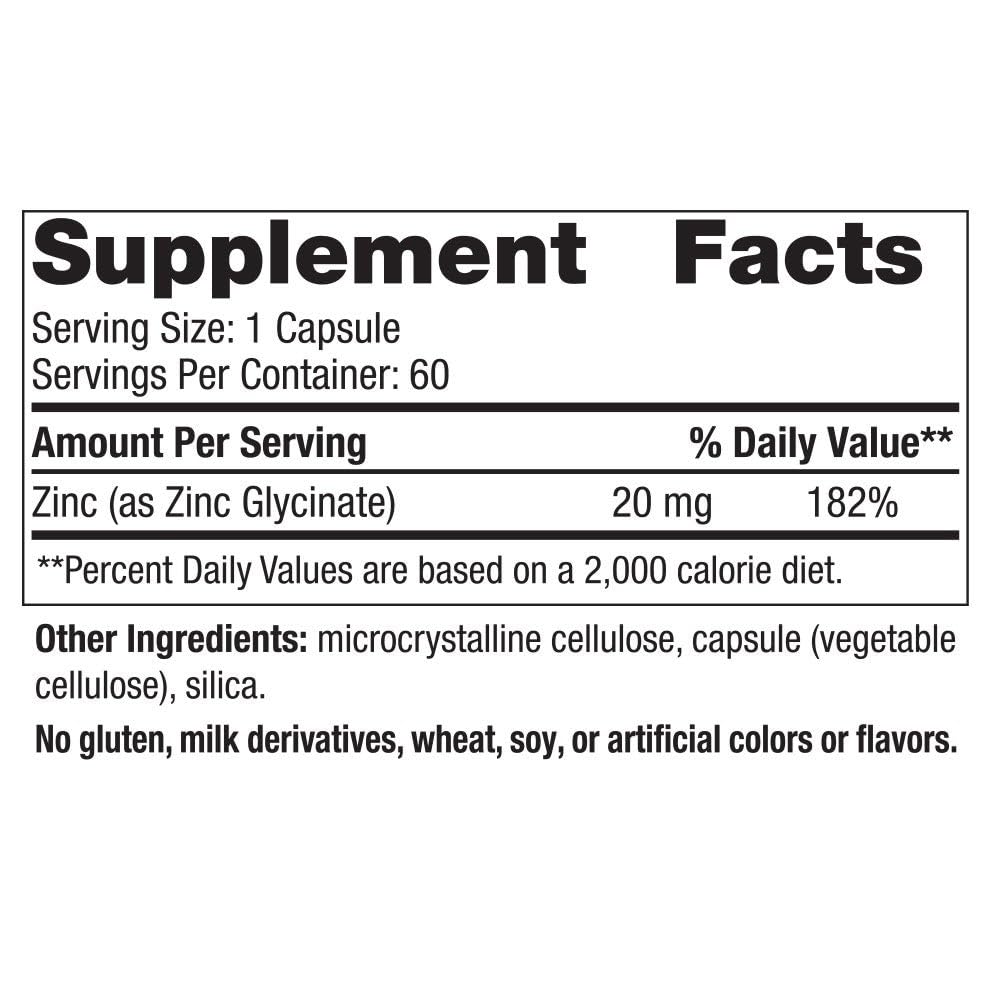 Nordic Naturals Zinc Glycinate - 60 Capsules - 20 mg Highly Absorbable Zinc Glycinate - Optimal Wellness - Non-GMO, Gluten Free, Vegan - 60 Servings Nordic NaturalsAu supplements