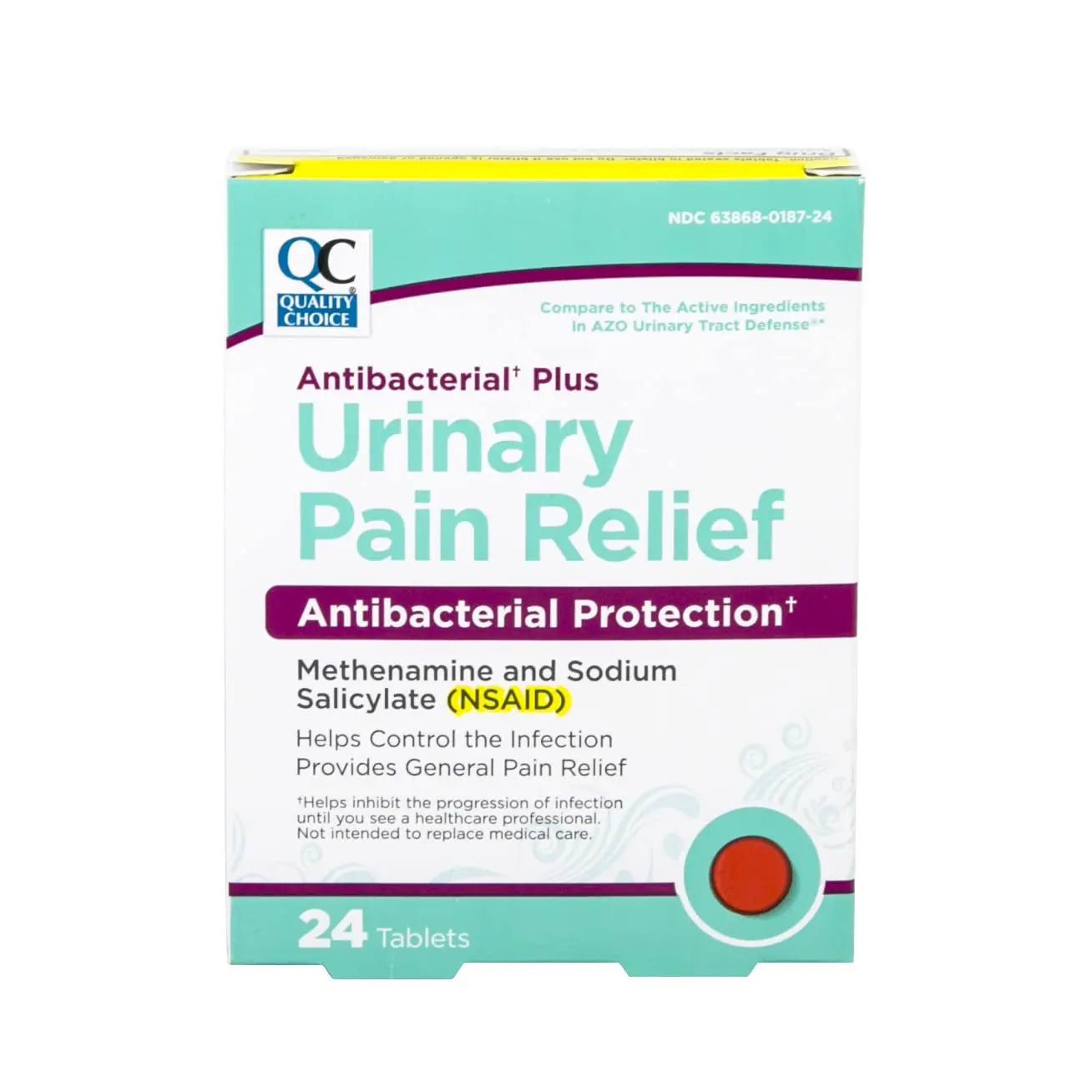 Quality Choice Urinary Pain Relief Antibacterial Plus, Urinary Tract Protection, Helps Control Symptoms of (UTI) Until You Can See a Doctor. 24 Tablets Quality ChoiceAu supplements
