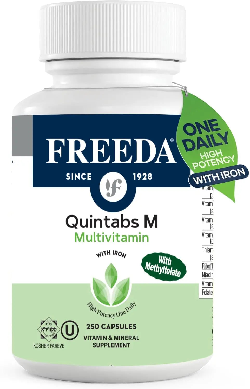 FREEDA Multivitamin One Daily – Quintabs-M with Iron – Kosher Multi Vitamins Supplements for Women Health - Multivitamins for Women & Iron FREEDAAu supplements