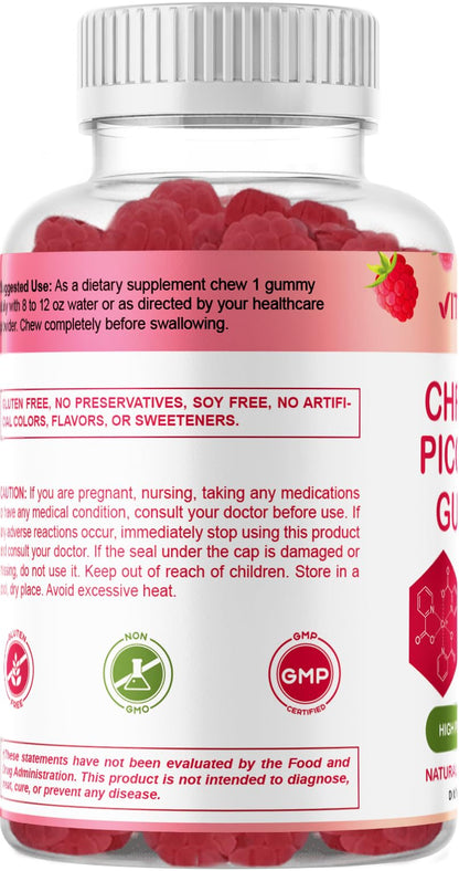 Vitamatic Chromium Picolinate 1000 mcg - 90 Gummies - High Potency Chromium VitamaticUS supplements