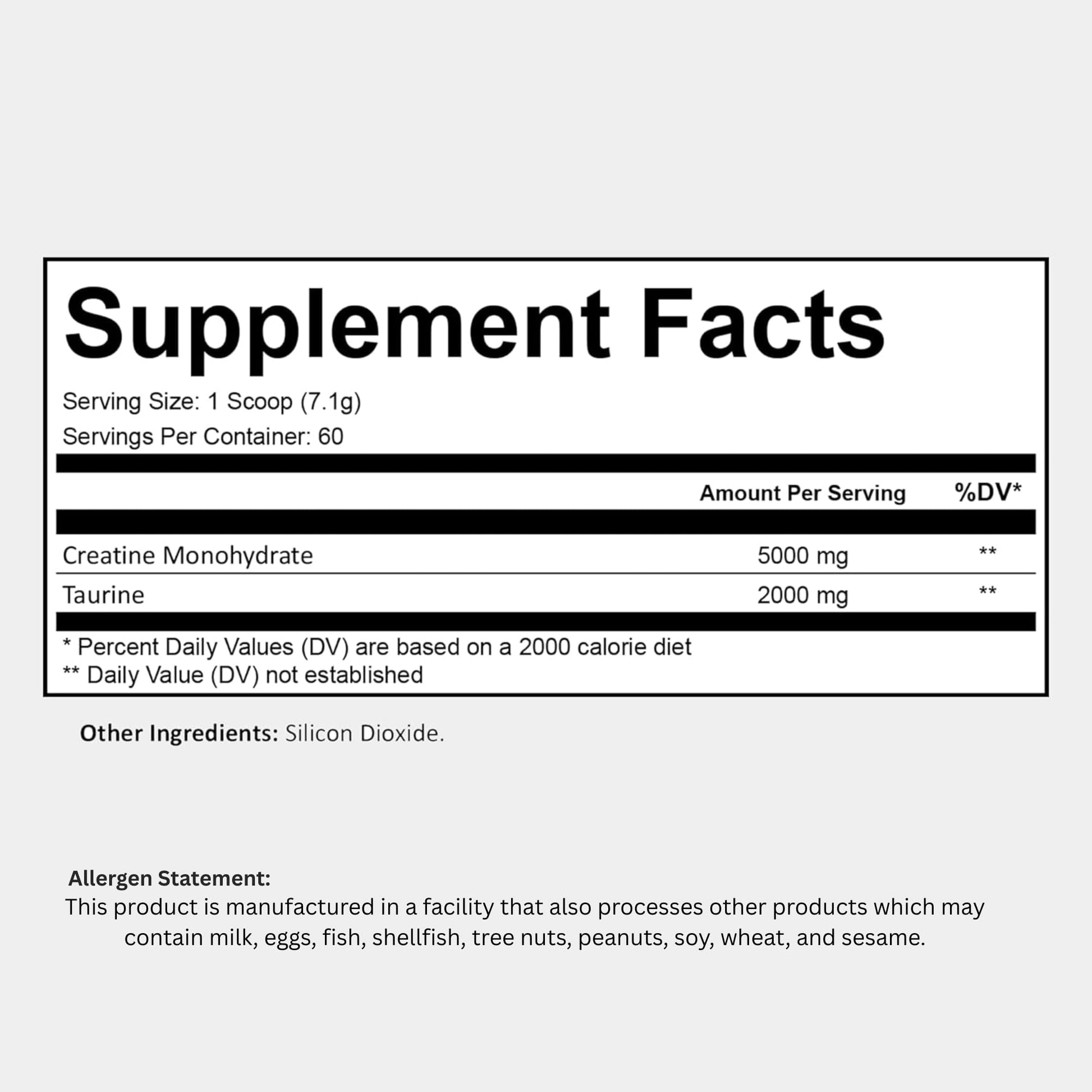 Creatine with Taurine for Women & Men - Unflavored Micronized Creatine Monohydrate Plus Taurine Powder to Support Muscle Strength, Recovery & Brain Health (60 Servings) BugfeAu supplements