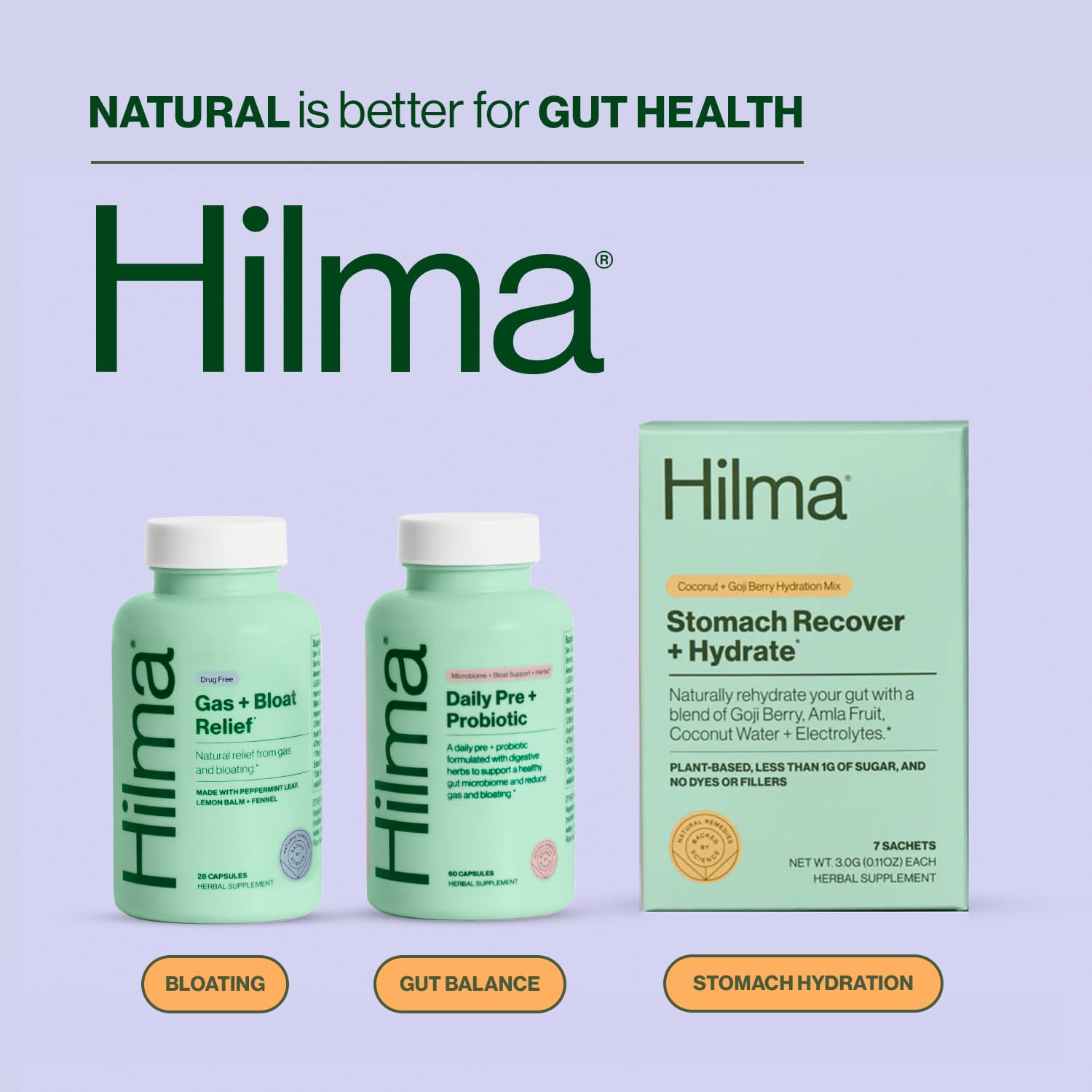 Hilma Daily Pre + Probiotic + Herbs - Support a Healthy Gut While Reducing Gas & Bloating HilmaAu supplements