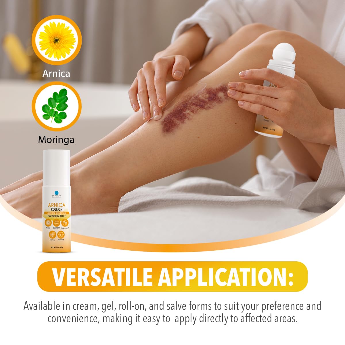 Arnica & DMSO Gel Recovery Bundle – 99.9% Pure Pharmaceutical Grade DMSO & Arnica Roll-On | Lavender Cream & Fast-Absorbing Gel | Hydrating & Non-Greasy | Made in USA Dr. RobainaAu supplements