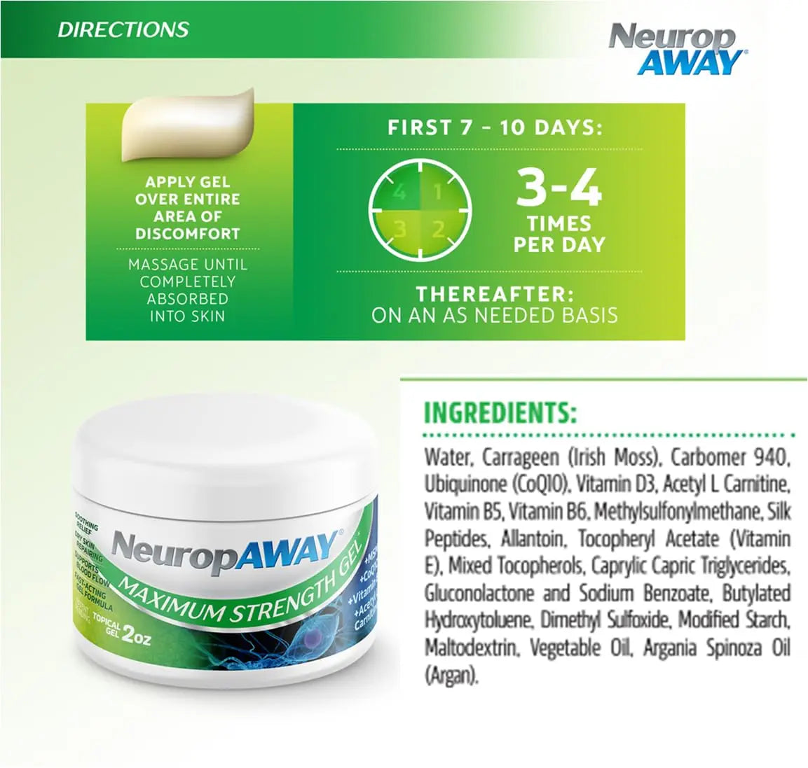 NeuropAWAY® Maximum Strength Gel, for Nerve discomfort, Burning, Tingling, and Numbness 2oz NeuropAWAYAu supplements