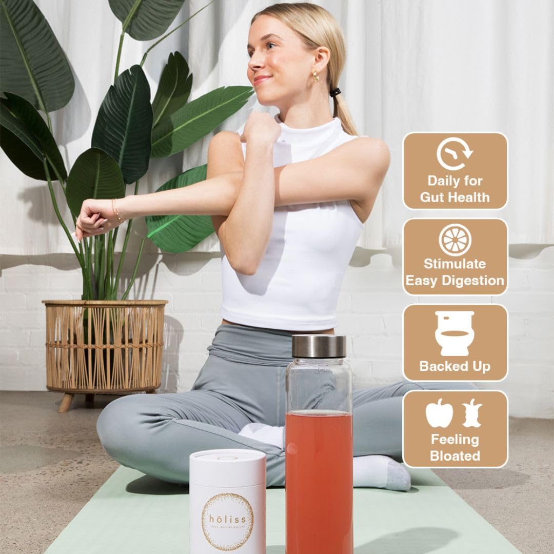 HOLISS Daily Gut Health Kit – 6-in-1 All Natural Supplement, Bloat & Gas Aid, GI Lining Repair, IBS Support – Lemon Balm, L-Glutamine, PepZinGI, Mixed Berry, 30 Servings, Electric Mixer & Spoon HOLISSAu supplements
