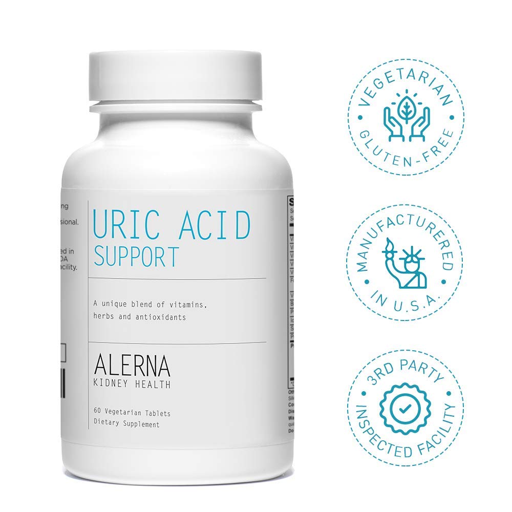 Alerna Kidney Health Uric Acid Support Supplement – Tart Cherry, Celery Seed, Turmeric, Quercetin – 60 Vegetarian Tablets (Pack of 3) Alerna Kidney HealthAu supplements