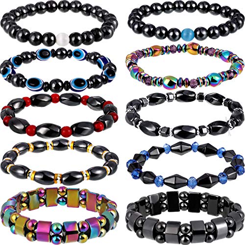 Hicarer 10 Pieces Magnetic Hematite Bracelets for Men Women Magnetic Bracelet Rock HicarerAu supplements