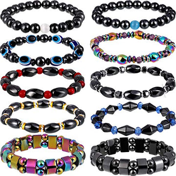 Hicarer 10 Pieces Magnetic Hematite Bracelets for Men Women Magnetic Bracelet Rock HicarerAu supplements