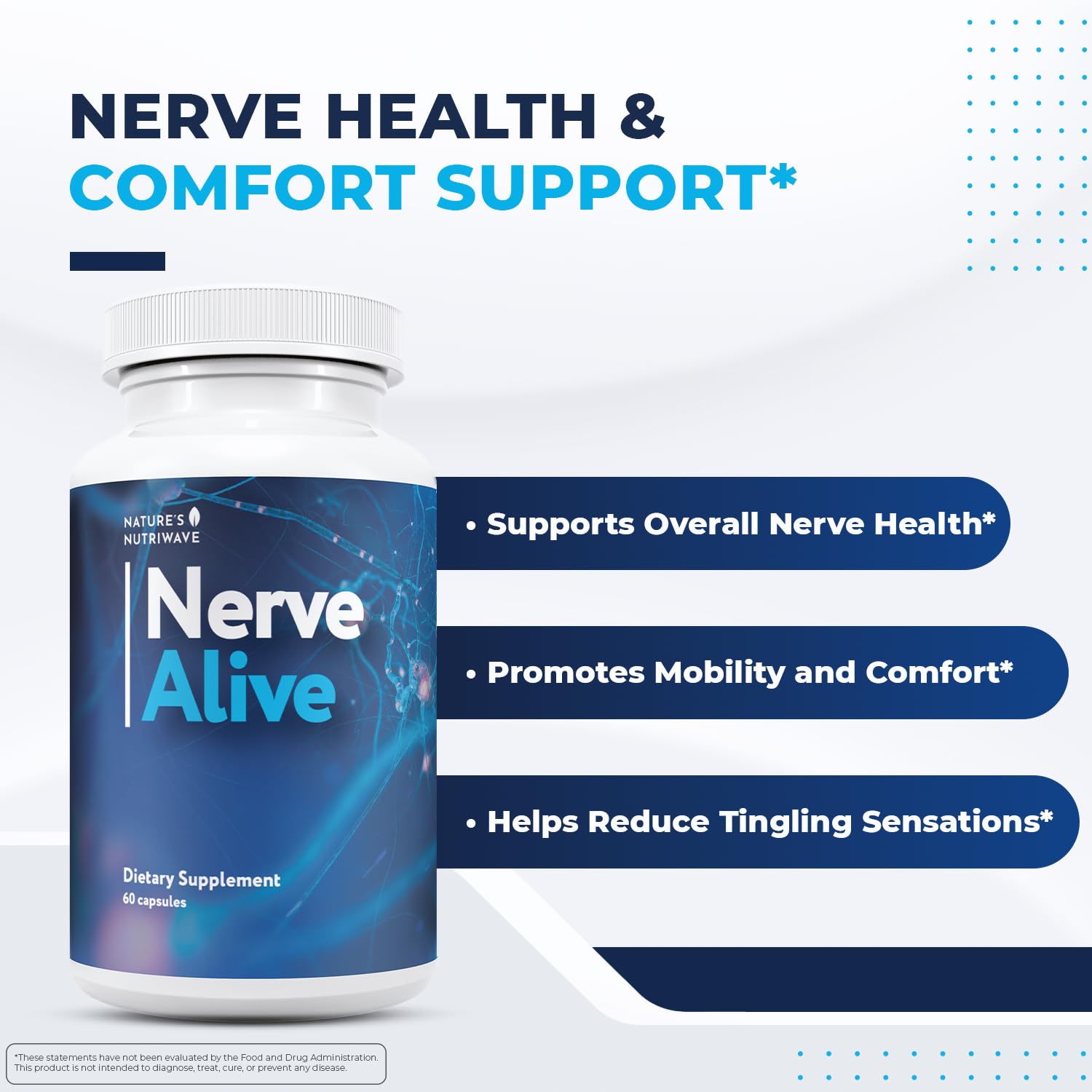 NerveAlive – Natural Daily Wellness Supplement w/ Passionflower, Marshmallow Root & Prickly Pear Extract – 100% Natural Ingredients, Non-GMO, GMP Certified, Made in USA – 60 Capsules, 3 Month Supply Nature’s NutriWaveAu supplements