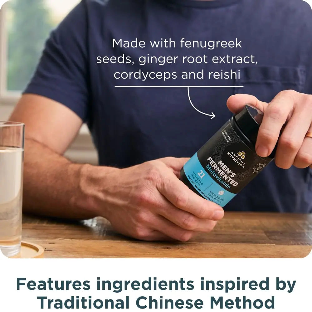 Ancient Nutrition Multivitamin for Men, Men's Fermented Multivitamin with Vitamin A, C, D, E, K, Zinc & Magnesium, Immune Support Ancient NutritionAu supplements