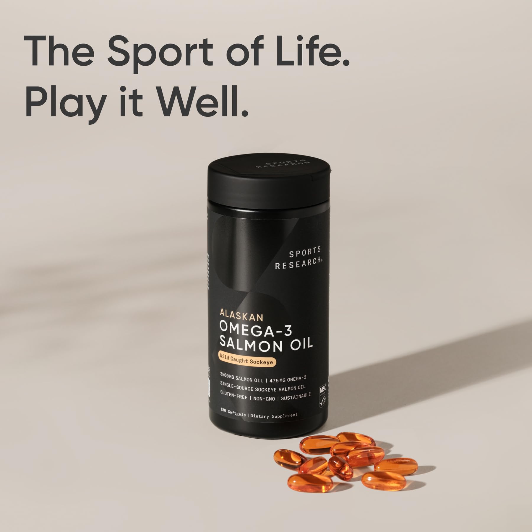 Sports Research® Salmon Oil - Single-Source Wild Alaskan Sockeye | 2500 mg per Serving w/EPA & DHA Fatty Acids | MSC Certified - 180 Count Softgels Sports ResearchAu supplements