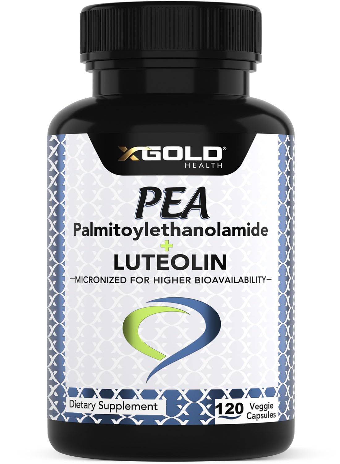 Palmitoylethanolamide 630 mg + Luteolin Standardized 98%- Micronized Pea 99% Highly Purified and Bioavailable - Made in USA - Supplement for Men and Women - 120 Veggie Capsules X Gold HealthAu supplements