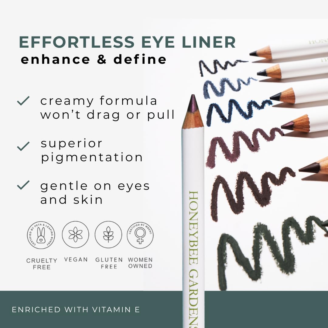 Honeybee Gardens Effortless Eye Liner Pencil, Jet Set Black, Smooth Long-Wearing, Rich Pigment, Vegan & Gluten-Free Honeybee GardensAu supplements