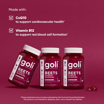 Goli Nutritional Supplement, Beets Cardio Gummy - 60 Count - CoQ10 & Beet Root Extract GoliUS supplements