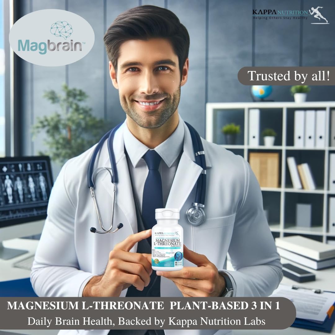 Kappa Nutrition Powered by Magbrain™ Magnesium L-Threonate Plant-Based, 90 Vegan Capsules, 420mg Elemental Magnesium (3 Capsules) from 2,253mg, Brain, Sleep & Muscle Support. KAPPA NUTRITIONAu supplements