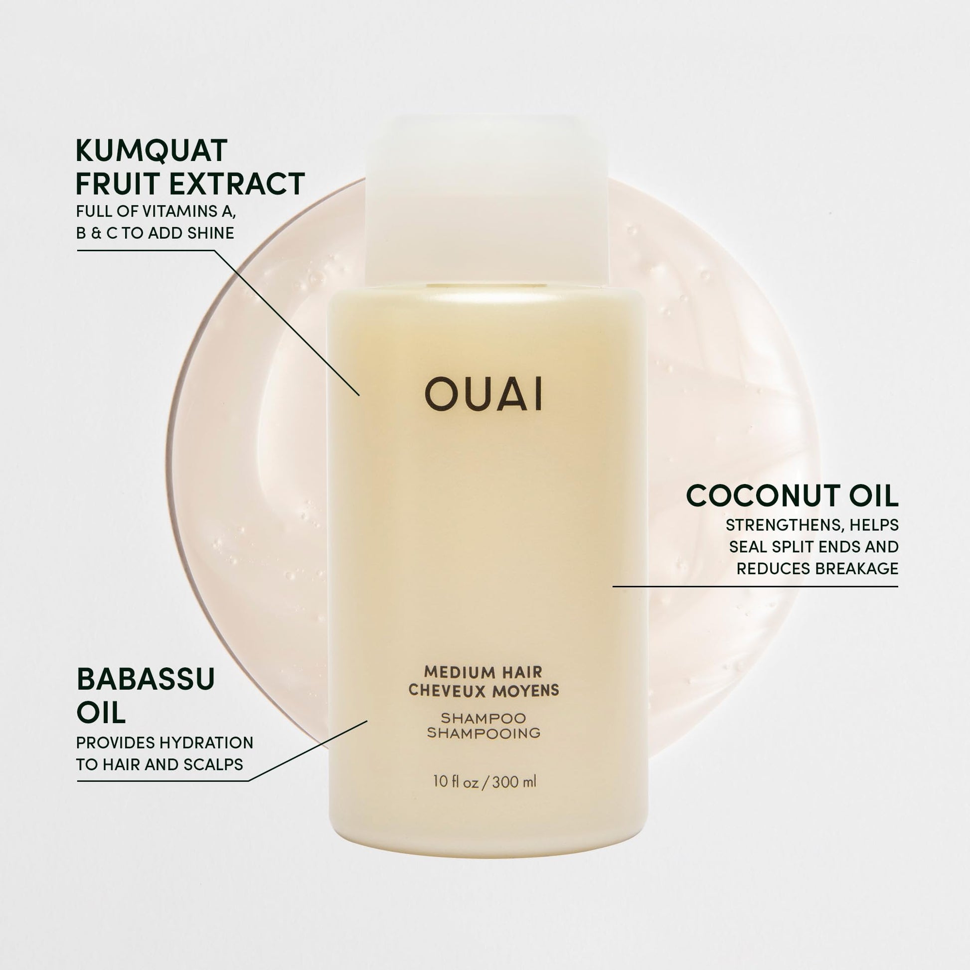 OUAI Medium Shampoo Travel Size - Hydrating Shampoo with Coconut Oil, Babassu, Kumquat Extract & Keratin - Strengthens, Nourishes & Adds Shine - Paraben & Sulfate Free Hair Care Products (3 Oz) OUAIAu supplements